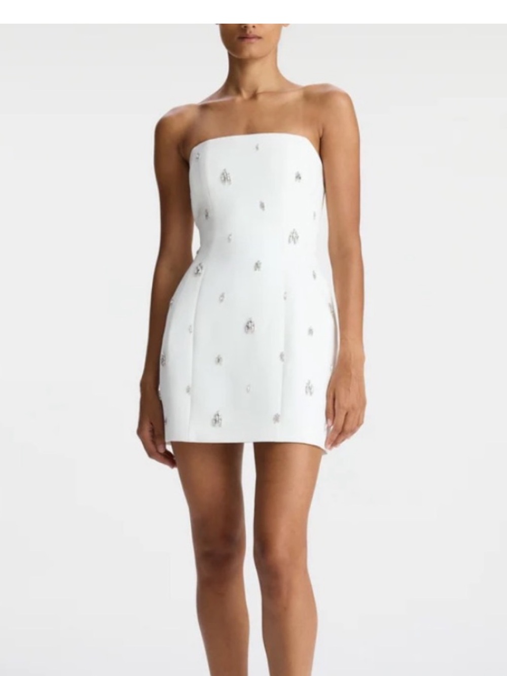NWT A.L.C. White Strapless Crystal-Embellished Mini Dress